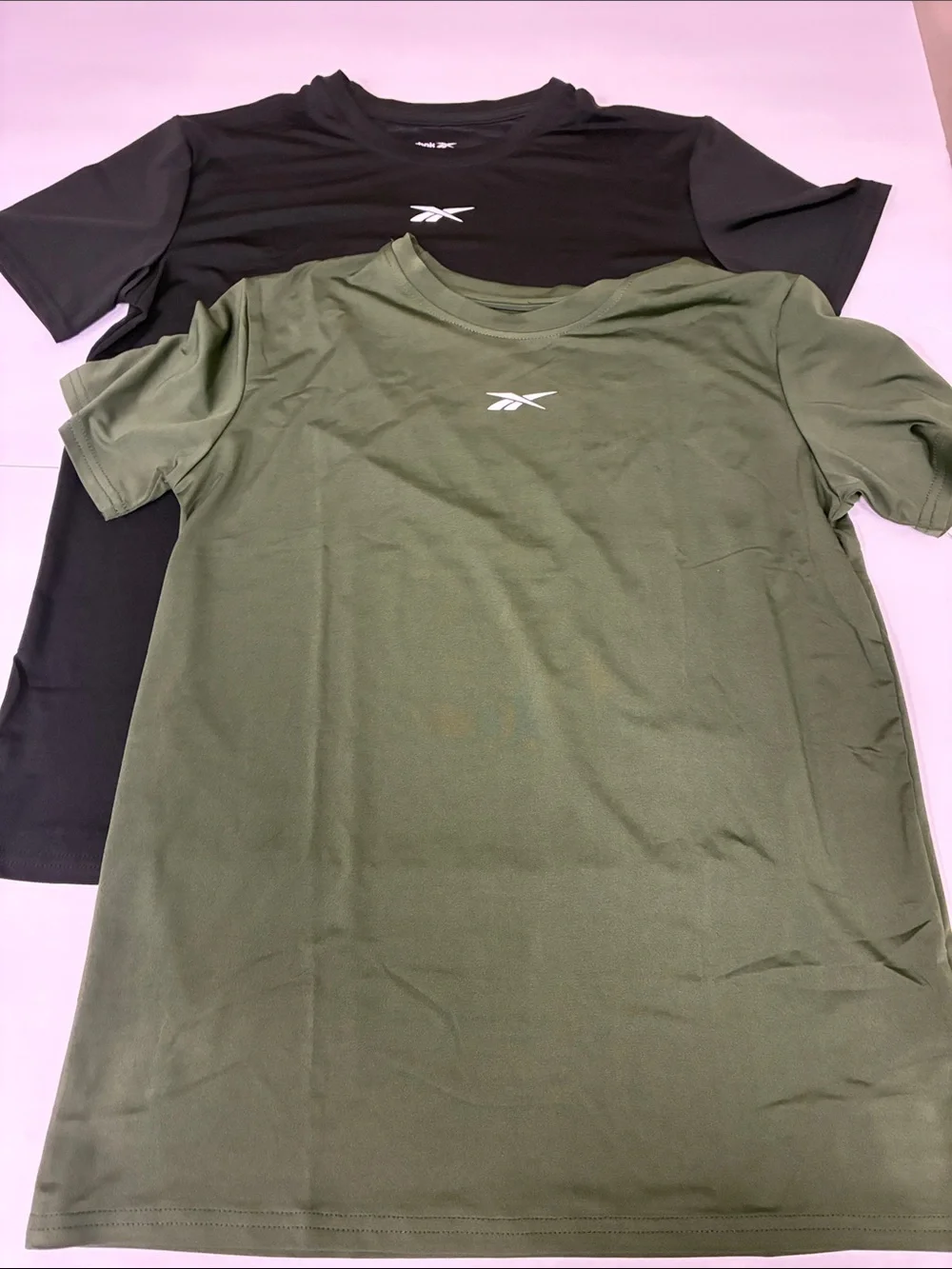 2 BOYS Reebok Black and Olive Green Short Sleeve Performance Tee with White Logo